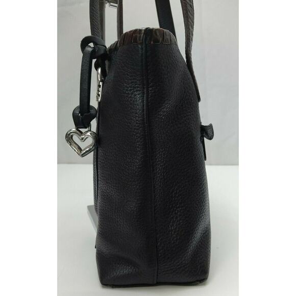 Brighton Black Pebbled Leather Pockets Double Handles Tote Shoulder Bag - Picture 4 of 14